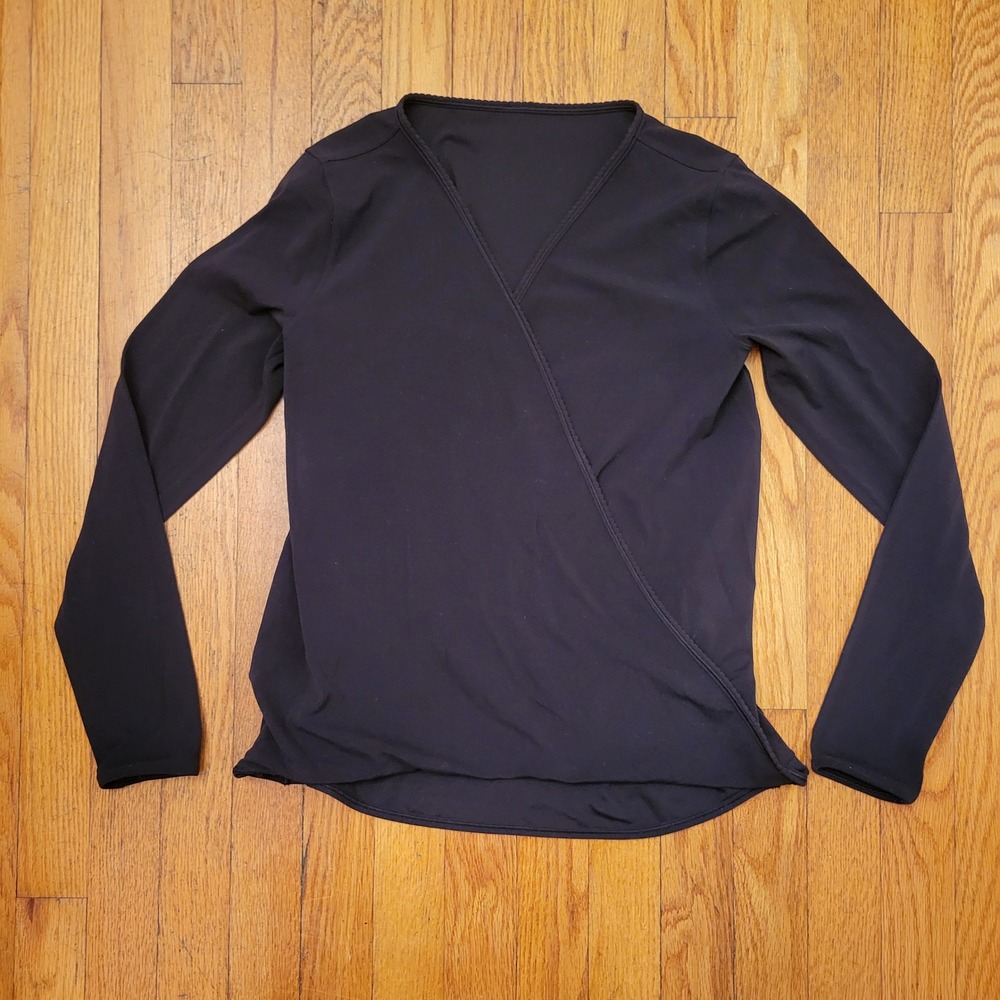 Lululemon 6 Black Long Sleeve Wrap Top Athletic Activewear FULL FREEDOM Workout